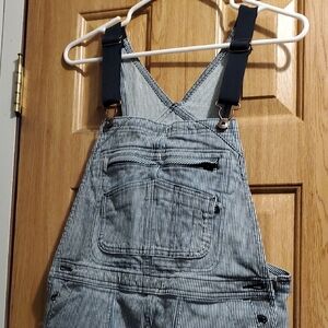 Duluth Trading Co Blue Striped Women Jeans Overalls